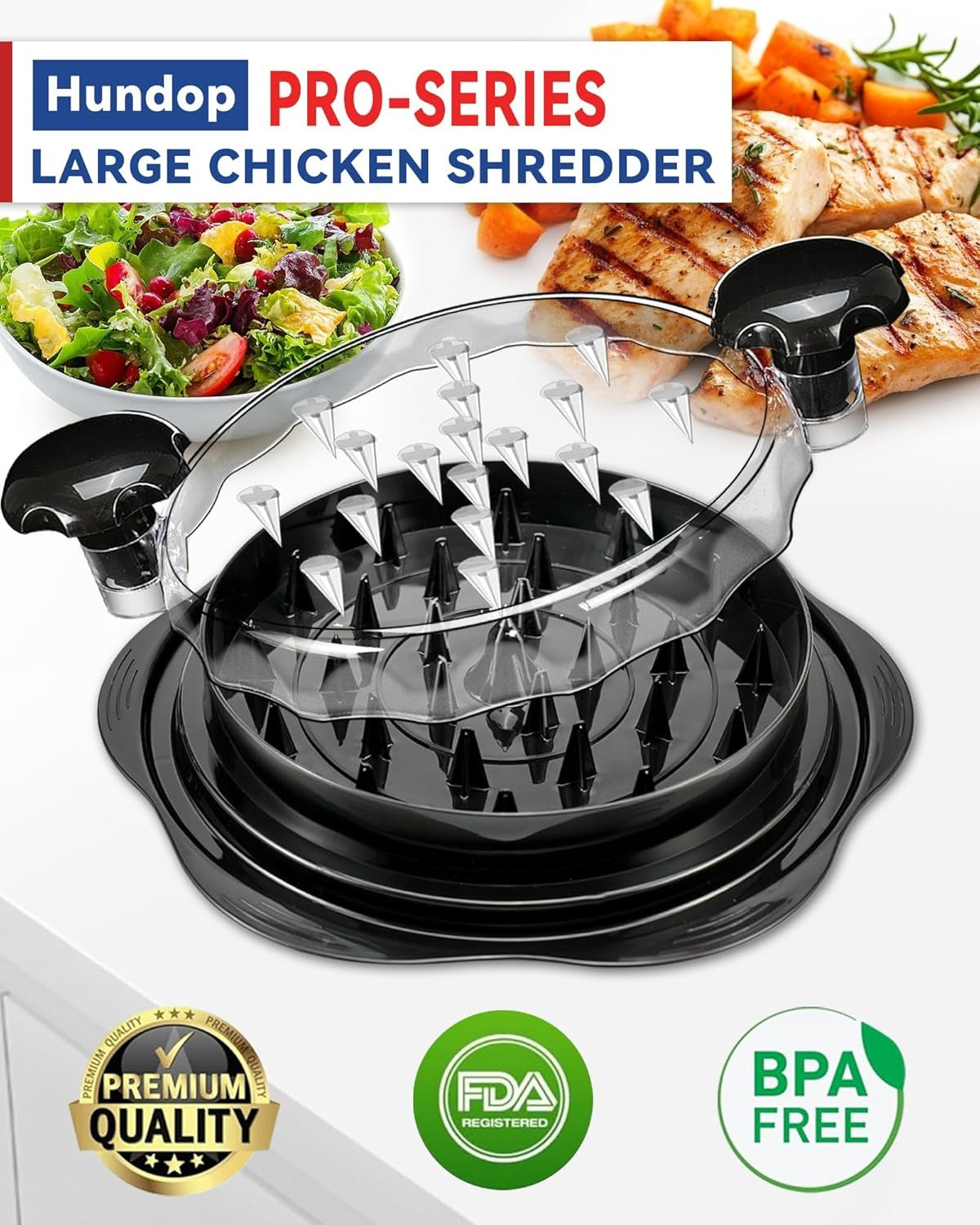 Manual Chicken Shredder Tool Twist for Kitchen, Meat and Vegetable Grinder Machine (Elegant Black)
